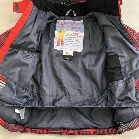 OBERMEYER Boys I-Grow Size 3 Wildcat Hooded Ski Coat Jacket Winter Red Gray - Picture 5 of 12